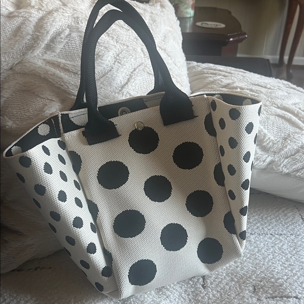 Polka Dot Tote Bag - Black and White